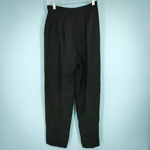 Giorgio Armani Collezioni 42 Size 8 US Black Pleated Tapered Linen Blend Pants - Picture 2 of 5